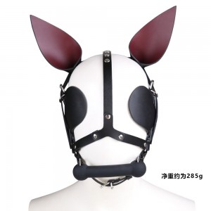 Genuine Leather Sexy Rabbit Bondage Mask Cute Cosplay Costume For Couples