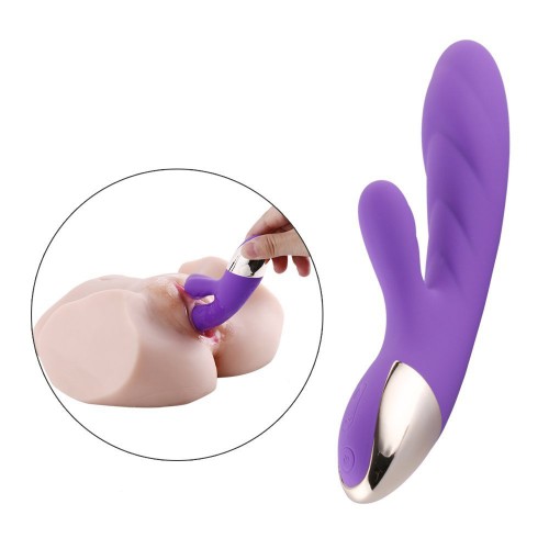 Waterproof Rabbit Vibrator with heat, Rechargeable Silicone Personal Massager Dual Motor 10 speed for Woman (Purple)