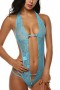 Women Deep V Lace  Halter sexy Lingerie Babydoll Mini Bodysuit 