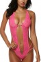 Women Deep V Lace  Halter sexy Lingerie Babydoll Mini Bodysuit 